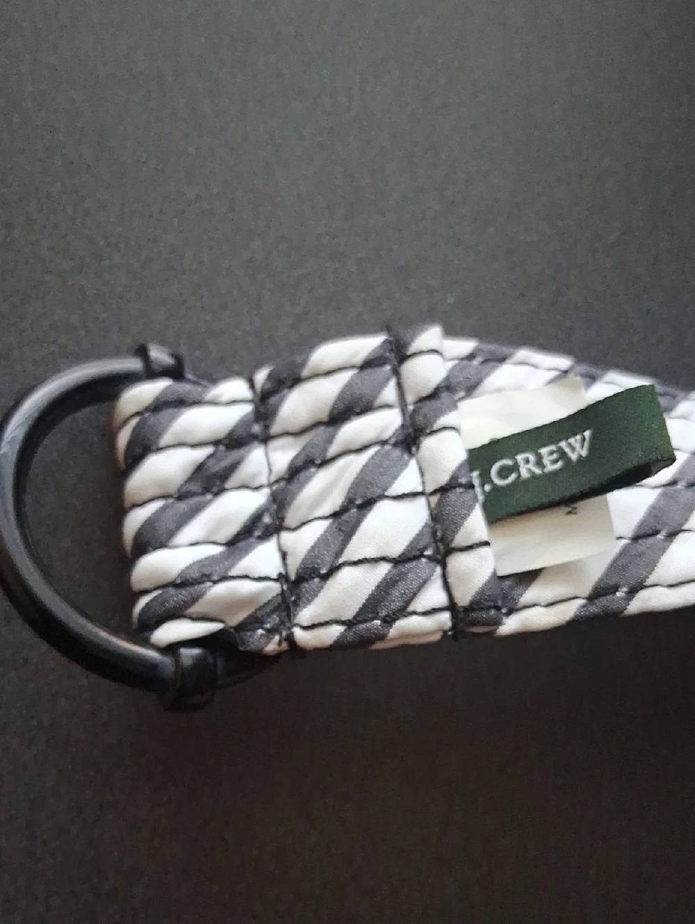 J.Crew M/L Cotton Striped Belt White & Black Blue Nwot - Picture 4 of 10